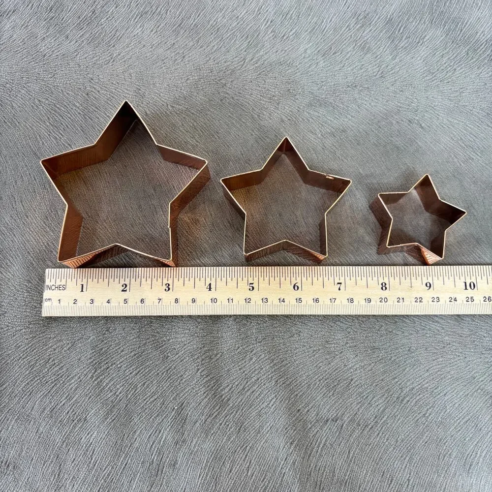 Star Shaped Cookie Cutters Copper 3 Nesting Set of Three 4